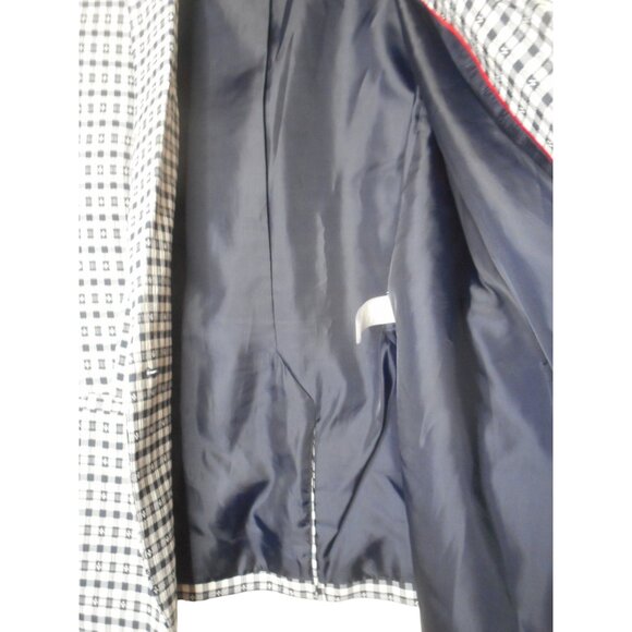Tommy Hilfiger Womens Blue White Plaid Blazer Elbow Patches Lined Size 14 NWOT - Picture 8 of 9